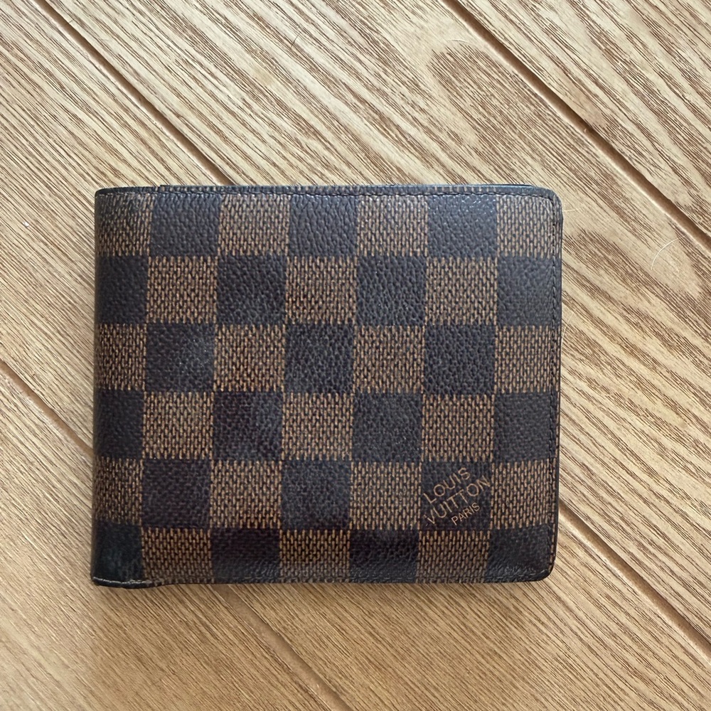 Louis Vuitton Damier Ebene Checkerboard Brown & Dark Brown Men's Wallet